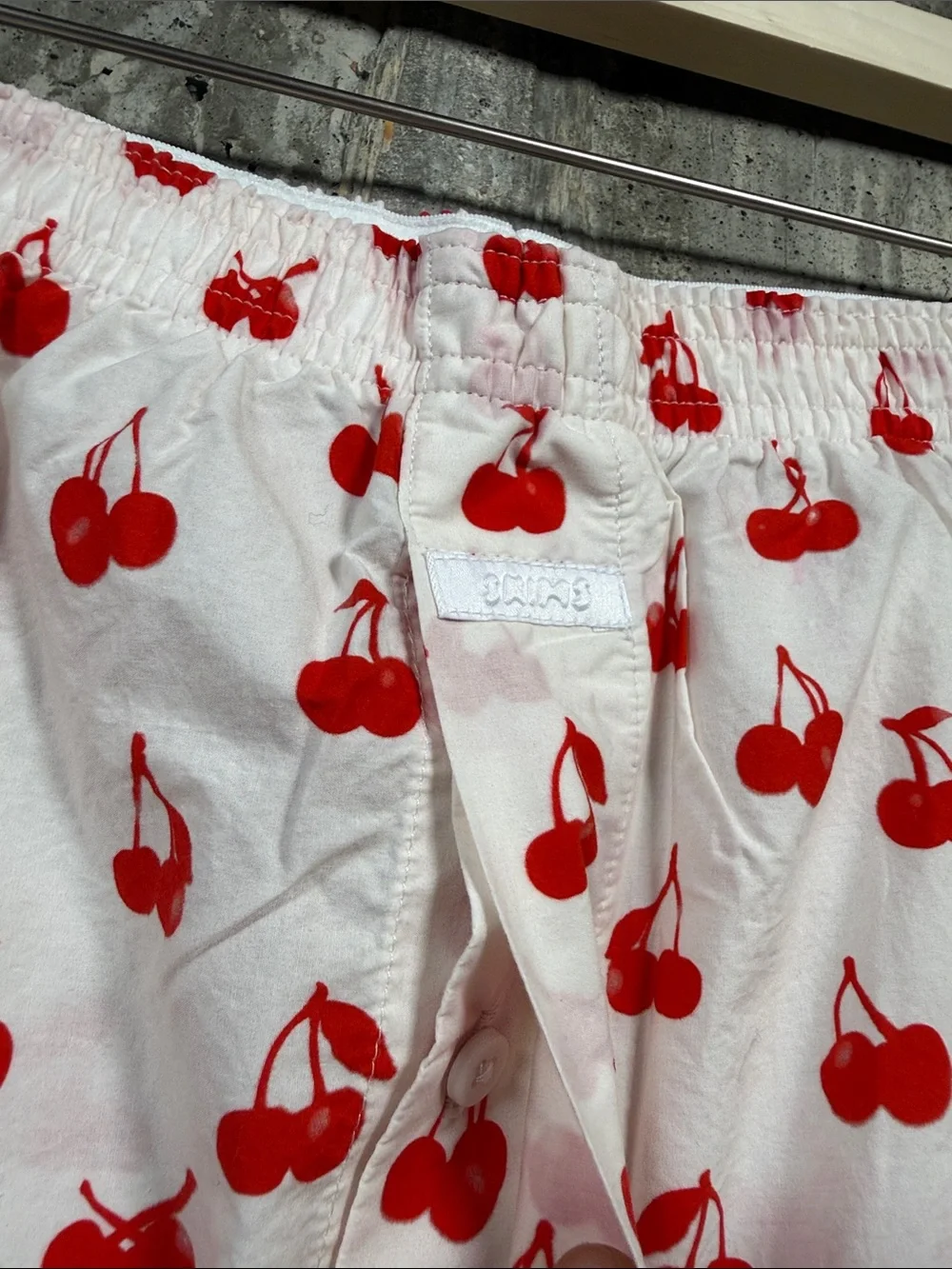 SKIMS Men's Cotton Poplin Boxers Size XS in Analog Cherries Print